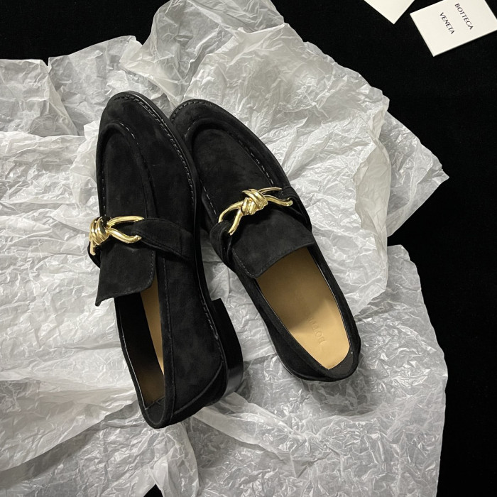 NIGO Bottega Veneta Men's Spring/Summer Solid Color Suede Round Head Over-Toe Loafers Shoes #nigo75651
