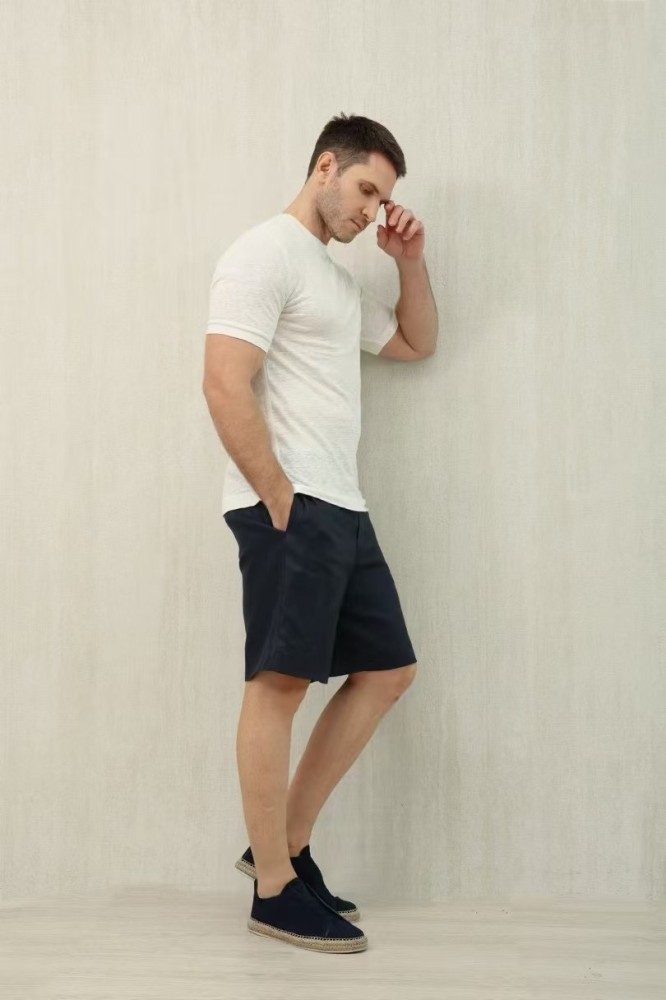 NIGO Ermenegildo Zegna Men's Summer Mid Waist Straight Solid Color Linen Casual Shorts Ngvp #nigo1234