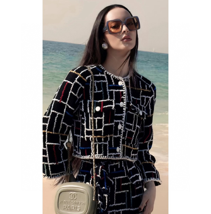 NIGO Chanel Women's Spring And Autumn Color Blocking Check Embroidery Tweed Short Jacket Ngvp #nigo1233
