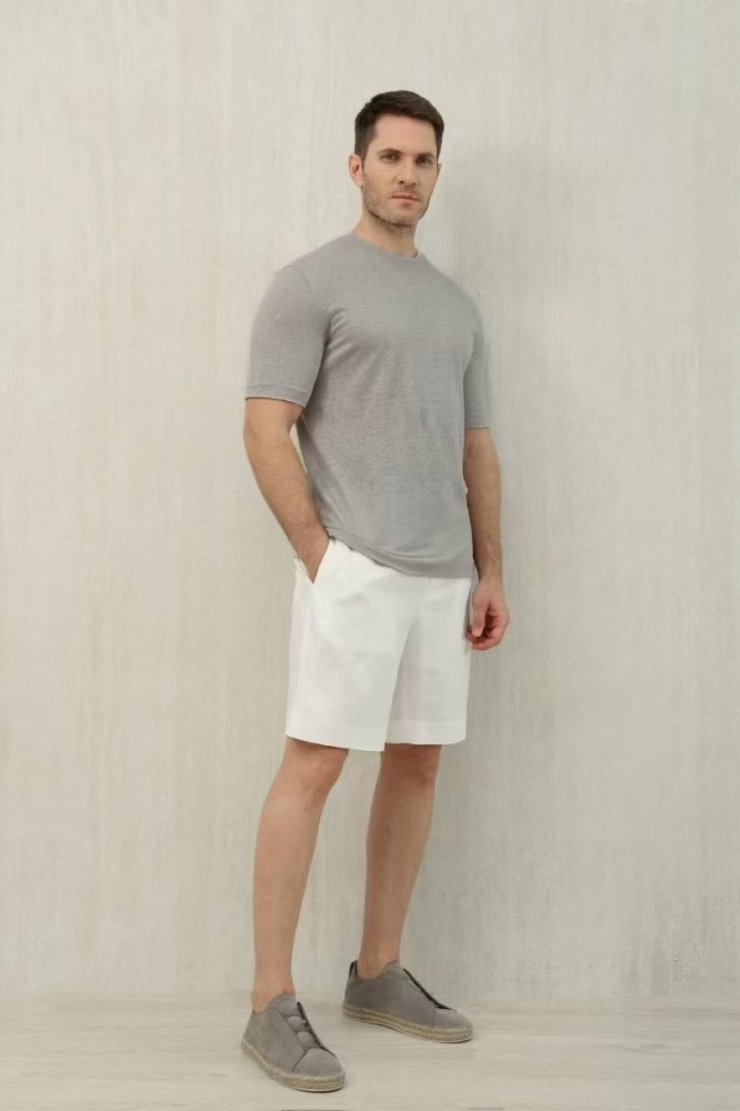 NIGO Ermenegildo Zegna Men's Summer Mid Waist Straight Solid Color Linen Casual Shorts Ngvp #nigo1234
