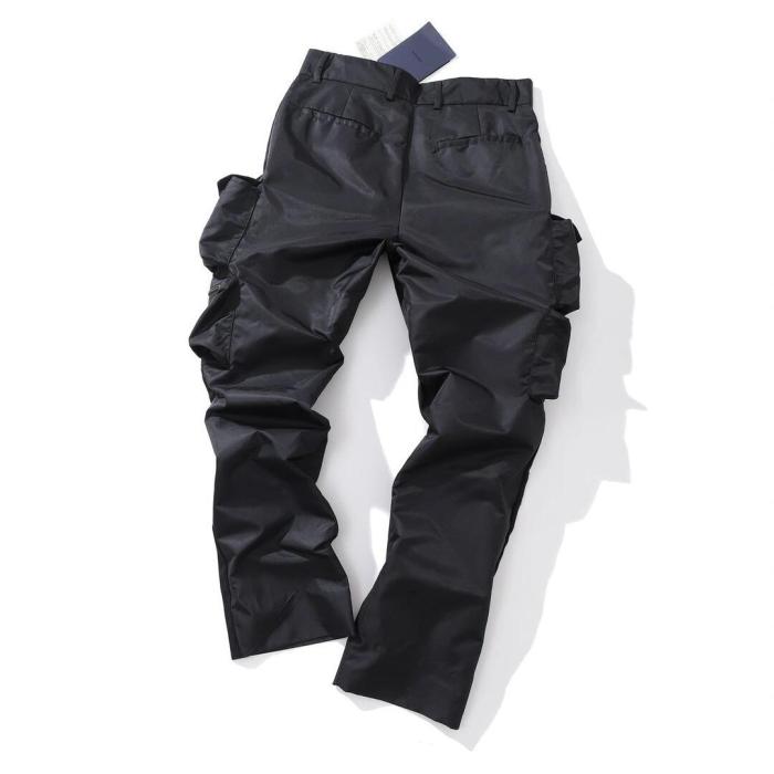 NIGO Prada Men's Spring And Summer Solid Color Nylon Multi Functional Pockets Trousers Pants #nigo75645