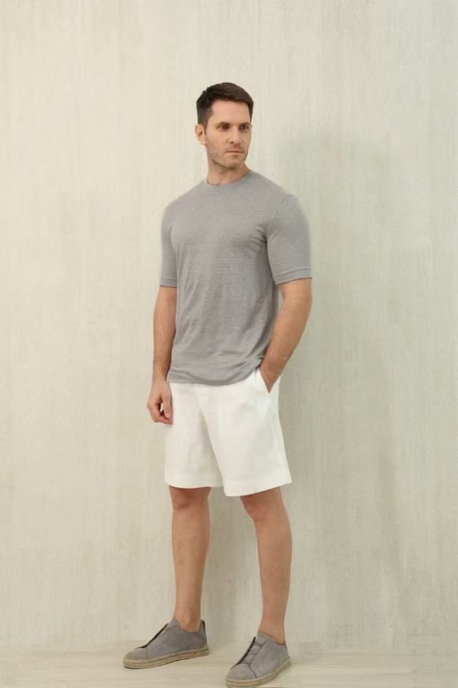 NIGO Ermenegildo Zegna Men's Summer Mid Waist Straight Solid Color Linen Casual Shorts Ngvp #nigo1234