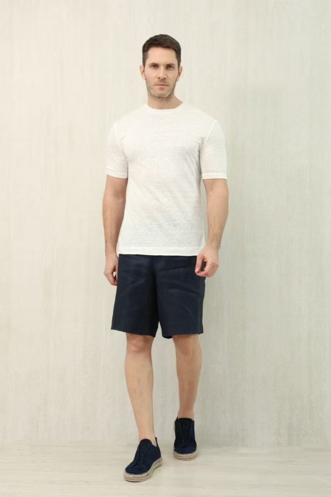 NIGO Ermenegildo Zegna Men's Summer Mid Waist Straight Solid Color Linen Casual Shorts Ngvp #nigo1234