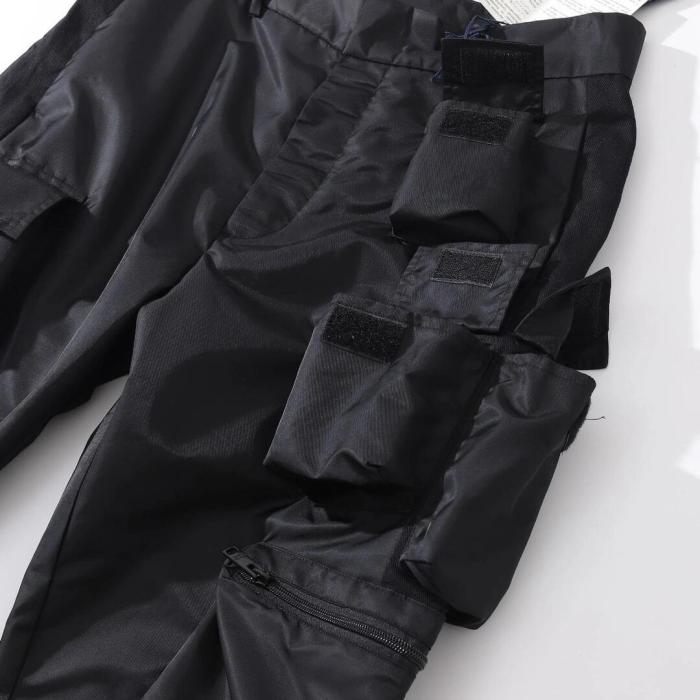 NIGO Prada Men's Spring And Summer Solid Color Nylon Multi Functional Pockets Trousers Pants #nigo75645