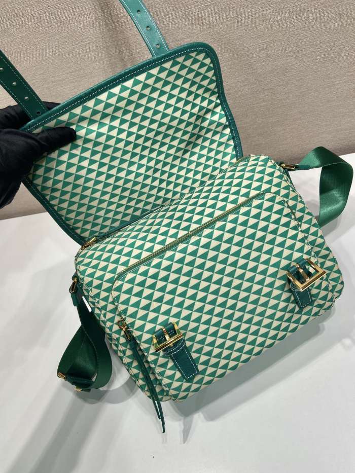 NIGO Prada Women's Monogram Printed Classic Triangle Logo Recycled Nylon with Cow Leather Shoulder Bag Bags #nigo75665