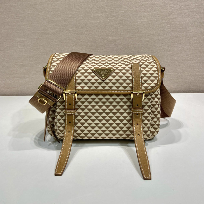NIGO Prada Women's Monogram Printed Classic Triangle Logo Recycled Nylon with Cow Leather Shoulder Bag Bags #nigo75665