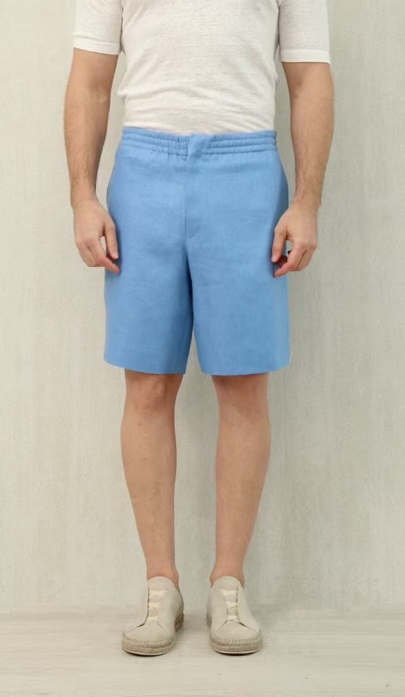 NIGO Ermenegildo Zegna Men's Summer Mid Waist Straight Solid Color Linen Casual Shorts Ngvp #nigo1234