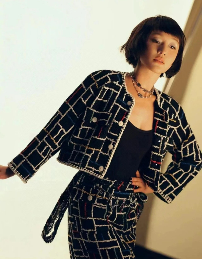 NIGO Chanel Women's Spring And Autumn Color Blocking Check Embroidery Tweed Short Jacket Ngvp #nigo1233