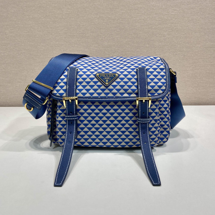 NIGO Prada Women's Monogram Printed Classic Triangle Logo Recycled Nylon with Cow Leather Shoulder Bag Bags #nigo75665