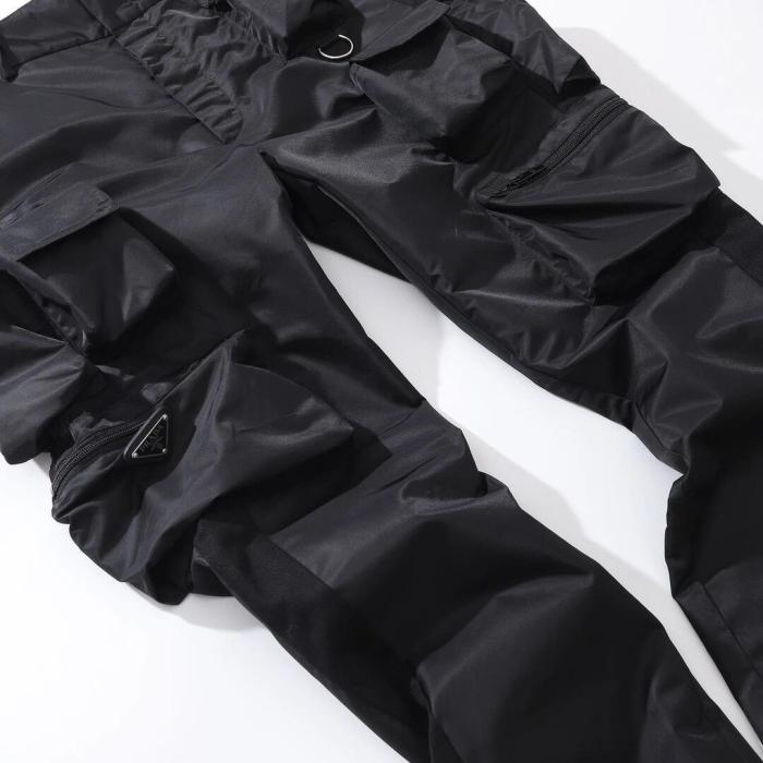 NIGO Prada Men's Spring And Summer Solid Color Nylon Multi Functional Pockets Trousers Pants #nigo75645