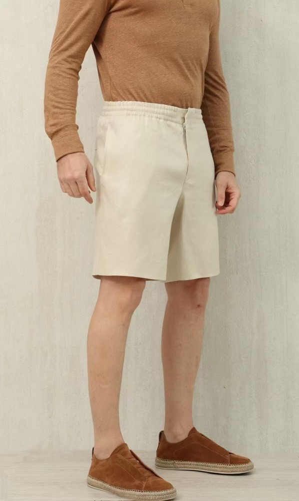 NIGO Ermenegildo Zegna Men's Summer Mid Waist Straight Solid Color Linen Casual Shorts Ngvp #nigo1234