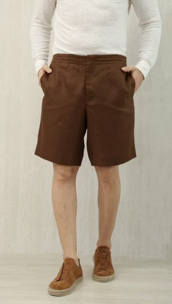 NIGO Ermenegildo Zegna Men's Summer Mid Waist Straight Solid Color Linen Casual Shorts Ngvp #nigo1234