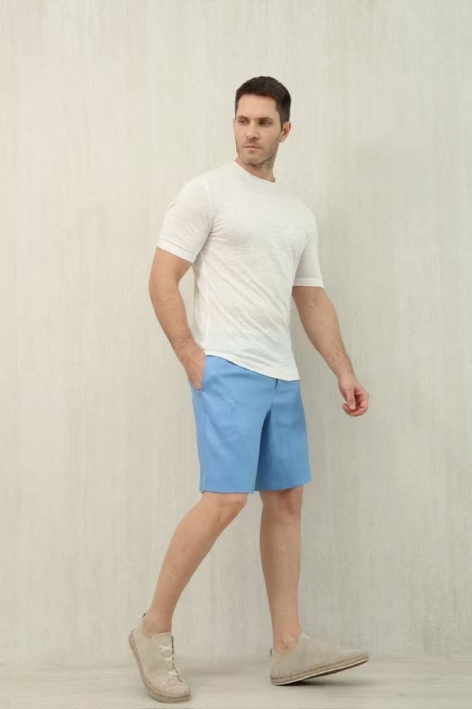 NIGO Ermenegildo Zegna Men's Summer Mid Waist Straight Solid Color Linen Casual Shorts Ngvp #nigo1234