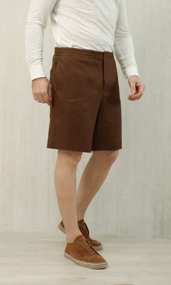 NIGO Ermenegildo Zegna Men's Summer Mid Waist Straight Solid Color Linen Casual Shorts Ngvp #nigo1234