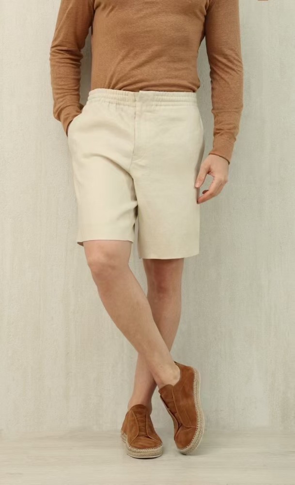 NIGO Ermenegildo Zegna Men's Summer Mid Waist Straight Solid Color Linen Casual Shorts Ngvp #nigo1234