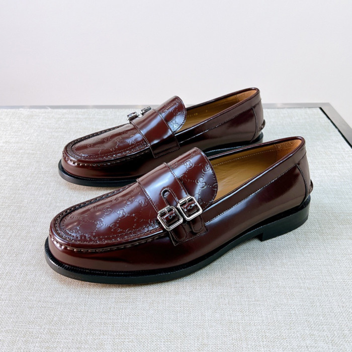 NIGO Gucci  Men's Spring And Summer Fashion Buckle Loafers Temperament Comfortable Cowhide Embossed Casual Shoes #nigo81132