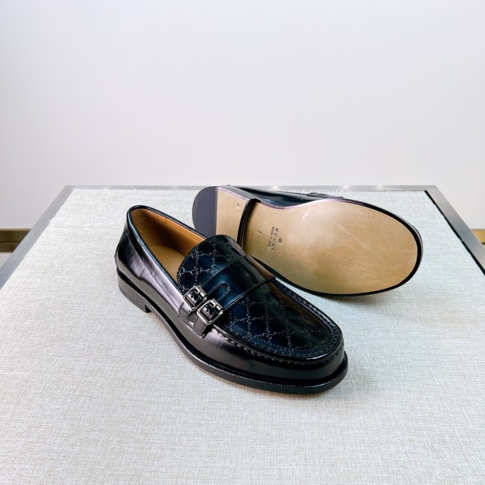 NIGO Gucci  Men's Spring And Summer Fashion Buckle Loafers Temperament Comfortable Cowhide Embossed Casual Shoes #nigo81132