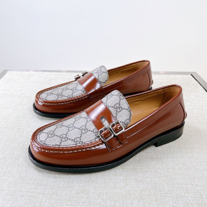 NIGO Gucci  Men's Spring And Summer Fashion Buckle Loafers Temperament Comfortable Cowhide Embossed Casual Shoes #nigo81132