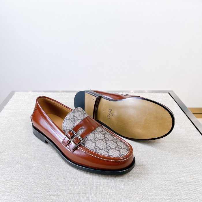 NIGO Gucci  Men's Spring And Summer Fashion Buckle Loafers Temperament Comfortable Cowhide Embossed Casual Shoes #nigo81132