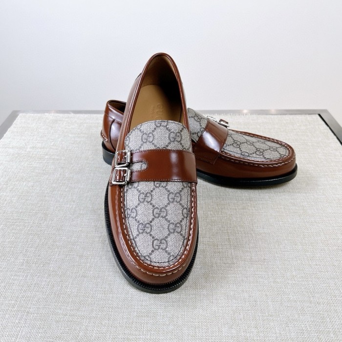 NIGO Gucci  Men's Spring And Summer Fashion Buckle Loafers Temperament Comfortable Cowhide Embossed Casual Shoes #nigo81132