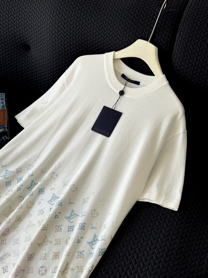 NIGO Louis Vuitton Men's Summer Colorful Diamond Letters Gradient Pattern Solid Color Round Neck Short Sleeve T-shirt #nigo75656