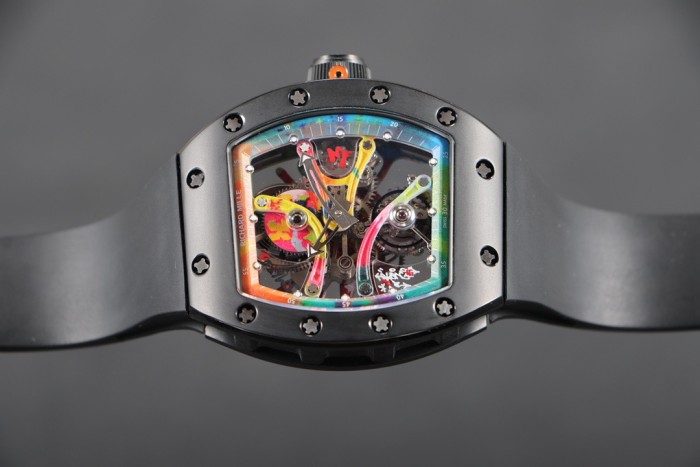 NIGO Richard Mille RM 68-01 Men's Color Dial Manual Mechanical Movement Rubber Strap Black Watch #nigo75679