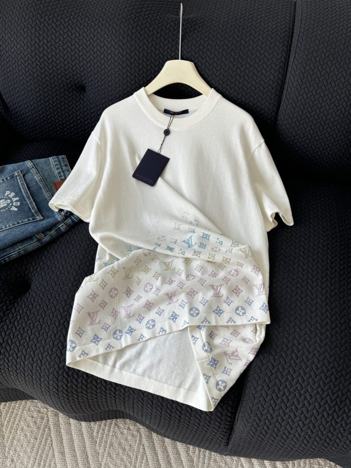 NIGO Louis Vuitton Men's Summer Colorful Diamond Letters Gradient Pattern Solid Color Round Neck Short Sleeve T-shirt #nigo75656