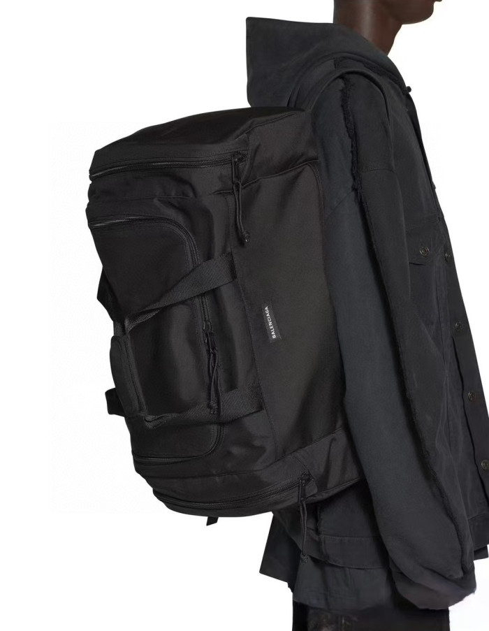 NIGO Balenciaga Men's Black Letter Logo Zipper Closure Polyester Backpack Shoulder Bag Tote Bags #nigo75667