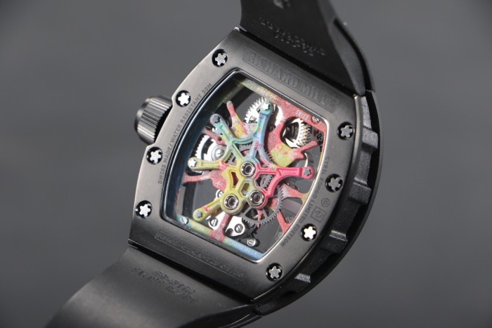NIGO Richard Mille RM 68-01 Men's Color Dial Manual Mechanical Movement Rubber Strap Black Watch #nigo75679