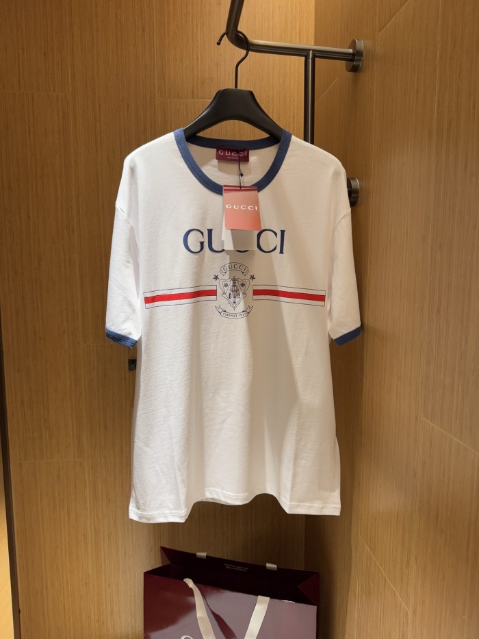 NIGO Gucci Women's Summer Solid Color Letter Printed Plain Knit Round Neck Short Sleeve T-Shirt #nigo75653