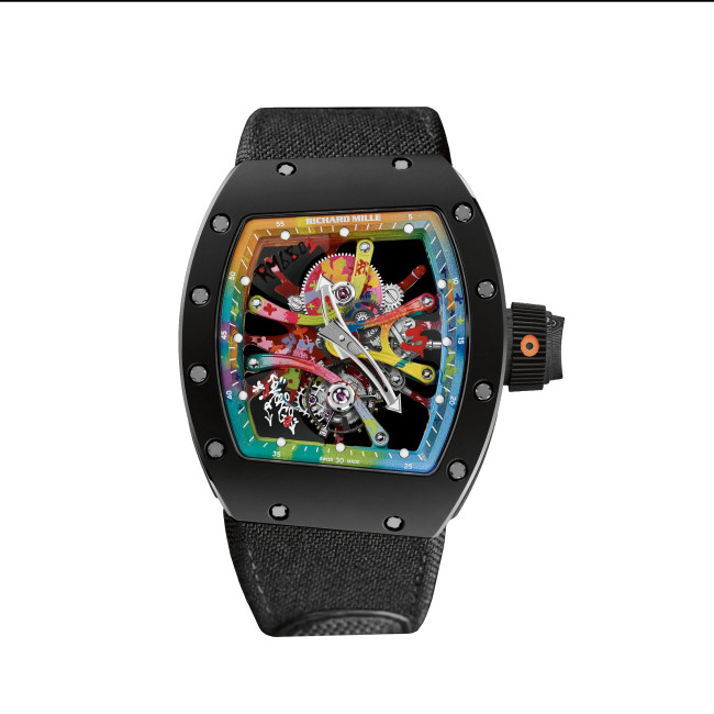 NIGO Richard Mille RM 68-01 Men's Color Dial Manual Mechanical Movement Rubber Strap Black Watch #nigo75679