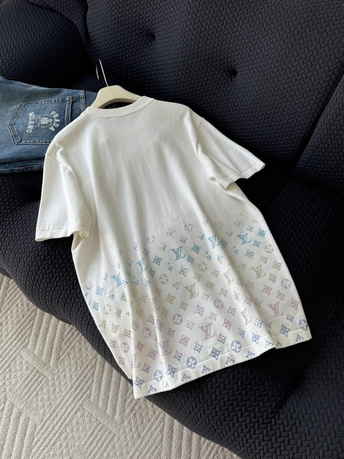 NIGO Louis Vuitton Men's Summer Colorful Diamond Letters Gradient Pattern Solid Color Round Neck Short Sleeve T-shirt #nigo75656