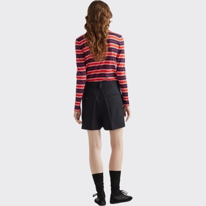 NIGO Prada Women's Spring/Summer Striped Polo-neck Letter-print Long-sleeve T-shirt #nigo75685