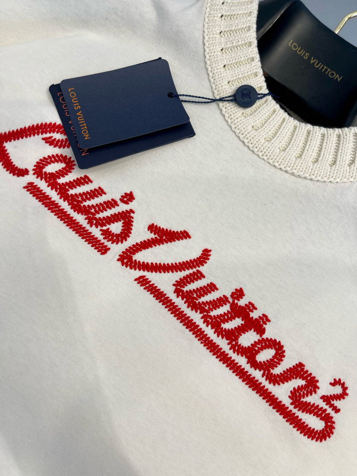 NIGO Louis Vuitton Men's And Women's Summer Logo Letters Embroidered Round Neck Short Sleeve T-shirt #nigo75694