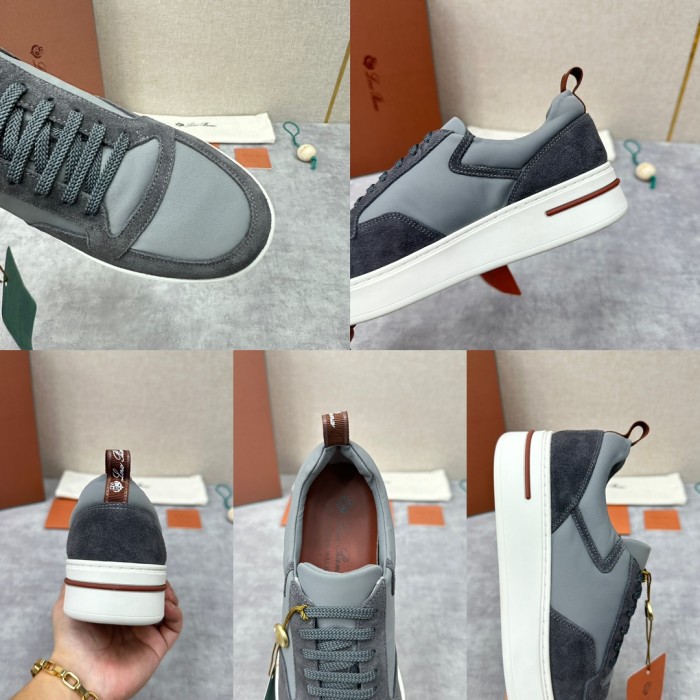 NIGO Loro Piana Men's All-season Comfortable and Versatile Color-block Suede and Leather Round-toe Low-top Lace-up Sneakers Shoes #nigo75698