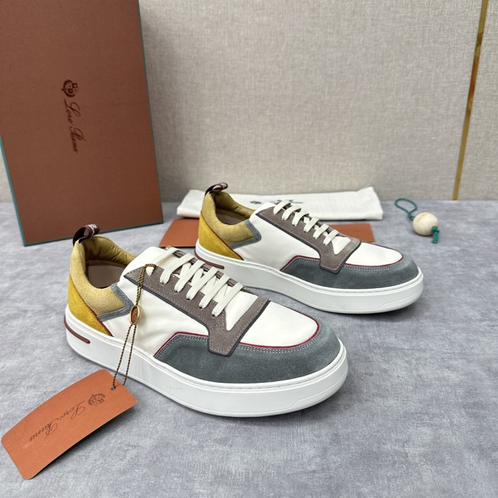 NIGO Loro Piana Men's All-season Comfortable and Versatile Color-block Suede and Leather Round-toe Low-top Lace-up Sneakers Shoes #nigo75698