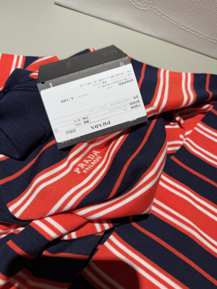 NIGO Prada Women's Spring/Summer Striped Polo-neck Letter-print Long-sleeve T-shirt #nigo75685