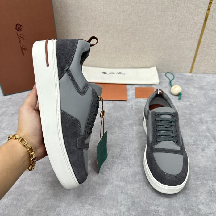 NIGO Loro Piana Men's All-season Comfortable and Versatile Color-block Suede and Leather Round-toe Low-top Lace-up Sneakers Shoes #nigo75698