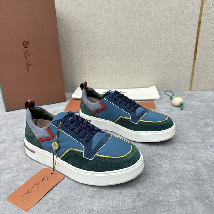 NIGO Loro Piana Men's All-season Comfortable and Versatile Color-block Suede and Leather Round-toe Low-top Lace-up Sneakers Shoes #nigo75698