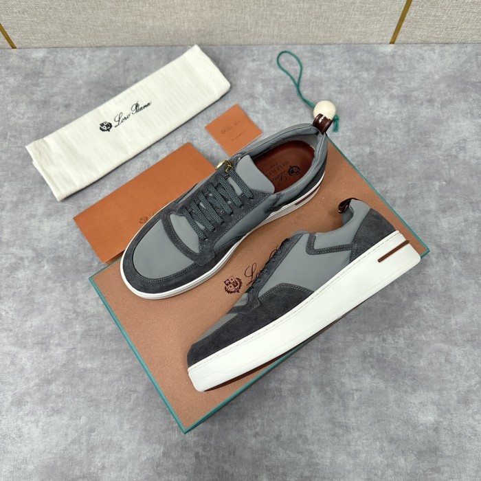 NIGO Loro Piana Men's All-season Comfortable and Versatile Color-block Suede and Leather Round-toe Low-top Lace-up Sneakers Shoes #nigo75698