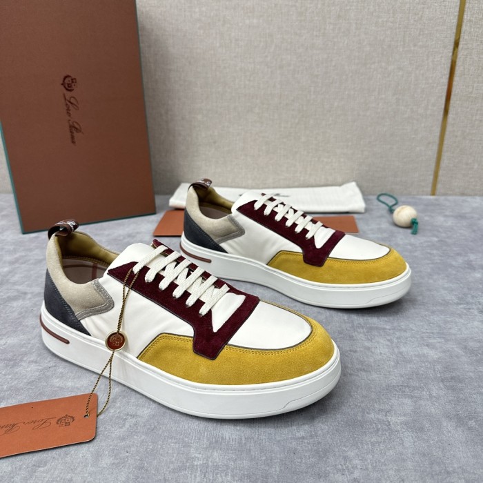 NIGO Loro Piana Men's All-season Comfortable and Versatile Color-block Suede and Leather Round-toe Low-top Lace-up Sneakers Shoes #nigo75698