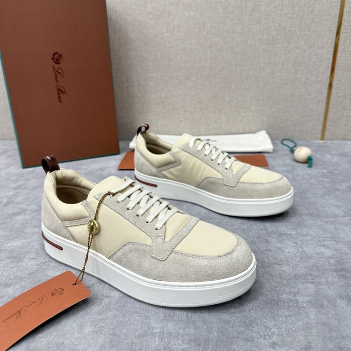 NIGO Loro Piana Men's All-season Comfortable and Versatile Color-block Suede and Leather Round-toe Low-top Lace-up Sneakers Shoes #nigo75698