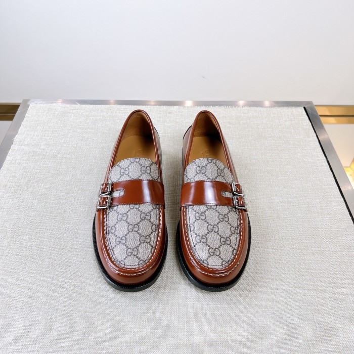 NIGO Gucci Men's Spring/Summer Dark Color Comfortable Slip-on Buckle Loafer - Easy Walk Daily Shoes #nigo75712