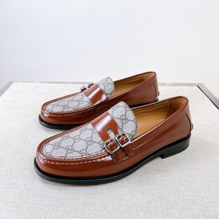 NIGO Gucci Men's Spring/Summer Dark Color Comfortable Slip-on Buckle Loafer - Easy Walk Daily Shoes #nigo75712