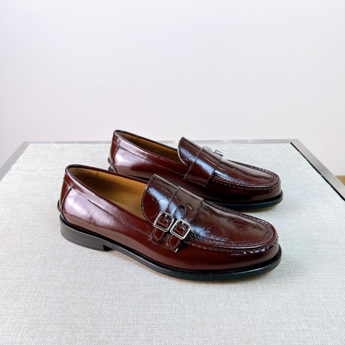 NIGO Gucci Men's Spring/Summer Dark Color Comfortable Slip-on Buckle Loafer - Easy Walk Daily Shoes #nigo75712