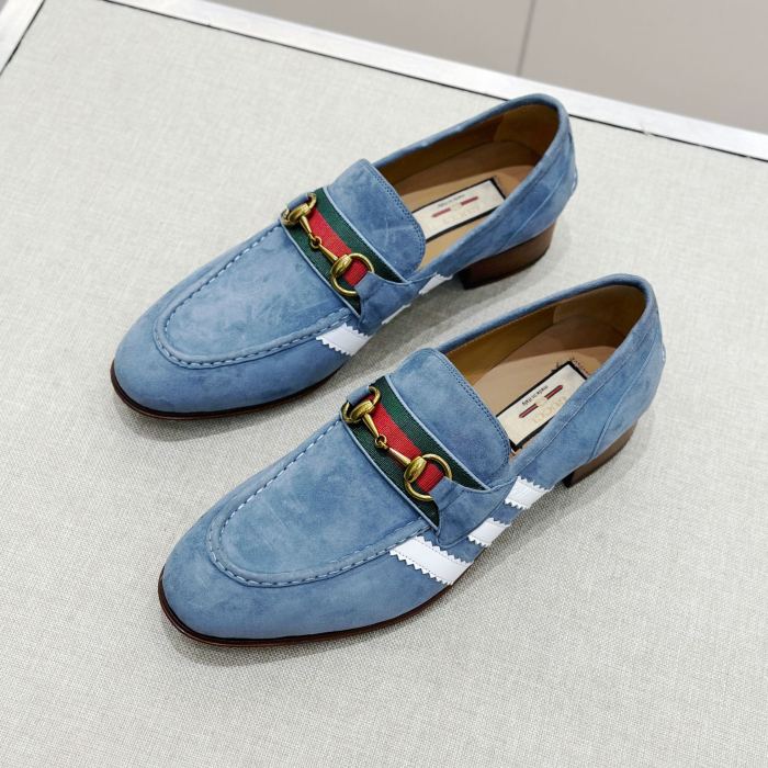 NIGO Gucci Men's Spring/Fall Solid Color Suede Round Toe Slip-on Loafer Shoes - Premium Casual Footwear #nigo75713