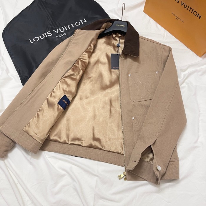 NIGO Louis Vuitton Men's Light Brown Casual Outfit Set Suit - Minimalist Collar Jacket with Button Pockets & Color-Coordinated Pants #nigo75719