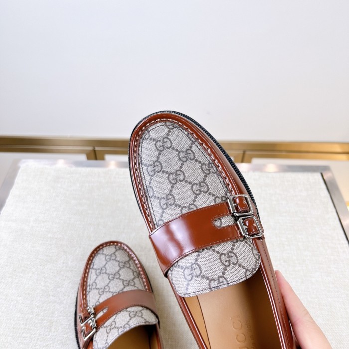 NIGO Gucci Men's Spring/Summer Dark Color Comfortable Slip-on Buckle Loafer - Easy Walk Daily Shoes #nigo75712
