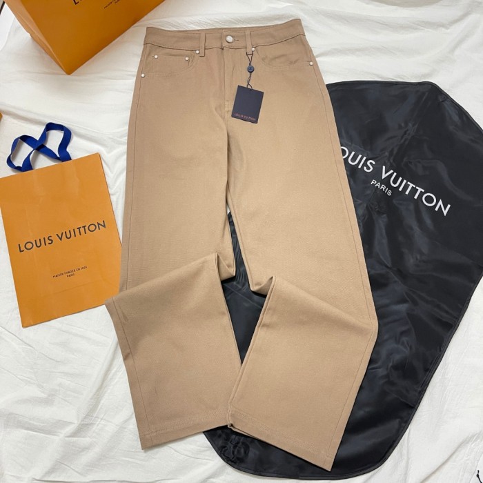 NIGO Louis Vuitton Men's Light Brown Casual Outfit Set Suit - Minimalist Collar Jacket with Button Pockets & Color-Coordinated Pants #nigo75719