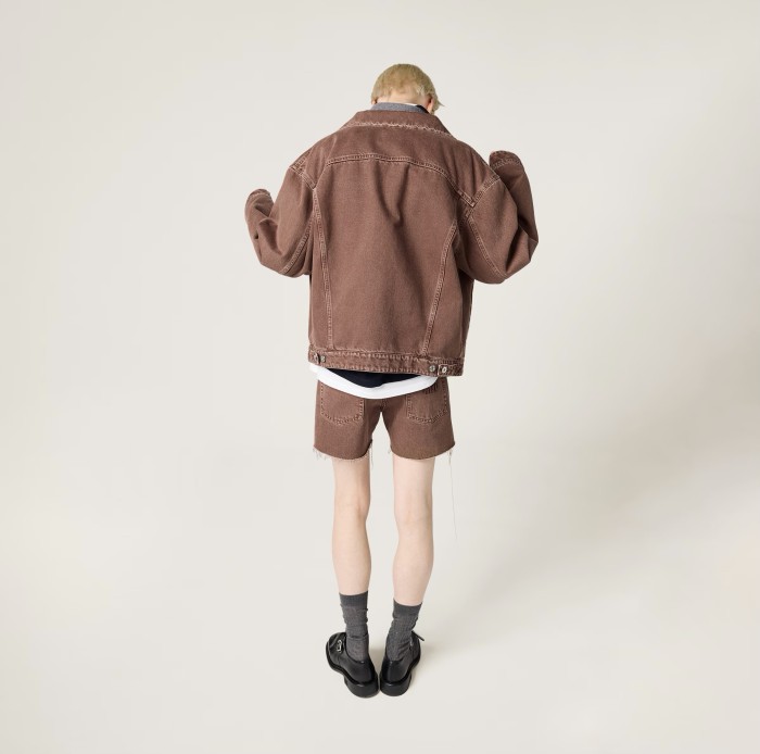 NIGO MiuMiu Women's Spring And Fall Brown Single Breasted Long Sleeved Denim Jacket Short Skirt Suit Set #nigo75718